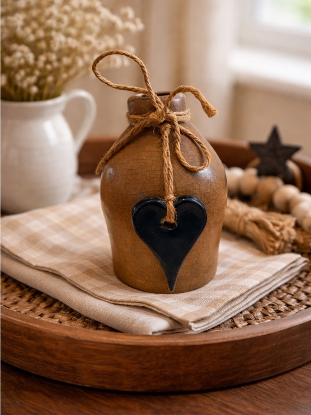 Rustic Pottery Jug With Heart